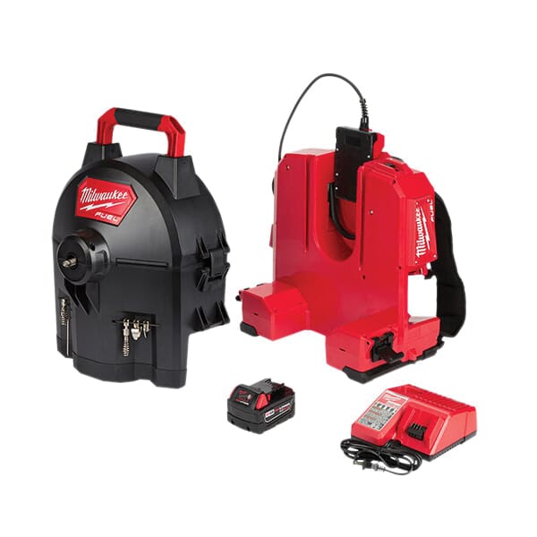Milwaukee® M18 FUEL™ SWITCH PACK™ 2775E-211 Sectional Cordless Drum System Kit, 1/2 in x 100 ft, 5/8 in x 100 ft Drain Line, 18 VDC